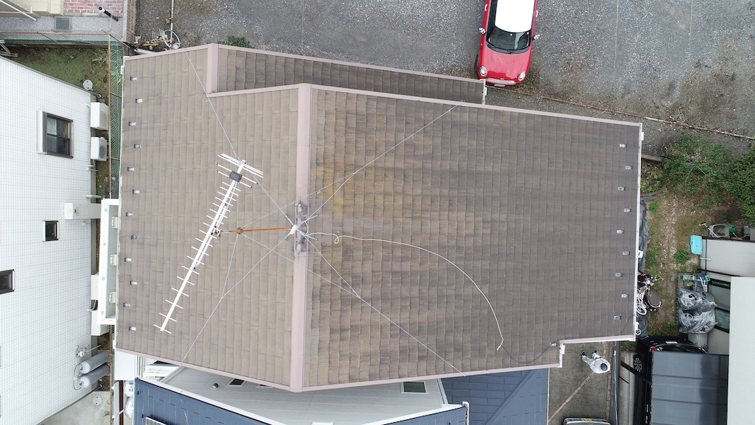 東京都東大和市　K様邸　屋根・外壁塗装工事　屋根ドローン調査