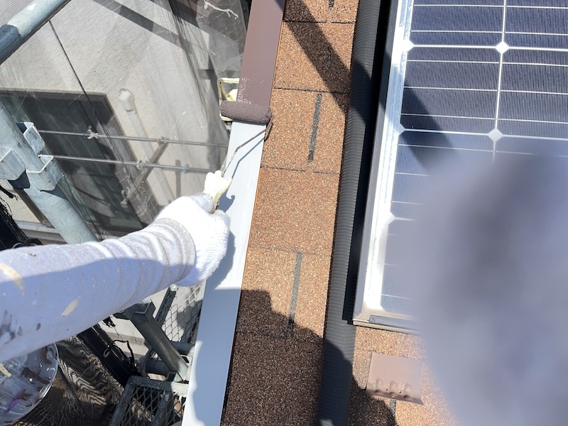 東京都小平市|縦樋の塗装と屋根水切りを塗装、アスファルトシングルでも板金の塗装は必要!